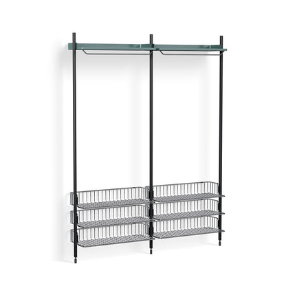 Pier System 1022 by HAY - Black Anodised Aluminium Uprights / PS Blue with Chromed Wire Shelf