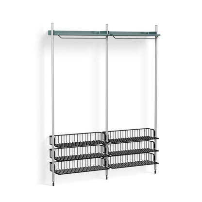 Pier System 1022 by HAY - Clear Anodised Aluminium Uprights / PS Blue with Anthracite Wire Shelf