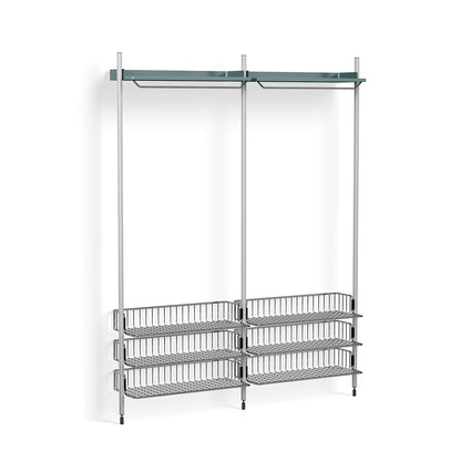 Pier System 1022 by HAY - Clear Anodised Aluminium Uprights / PS Blue with Chromed Wire Shelf