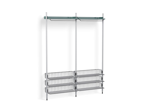 Pier System 1022 by HAY - Clear Anodised Aluminium Uprights / PS Blue with Chromed Wire Shelf