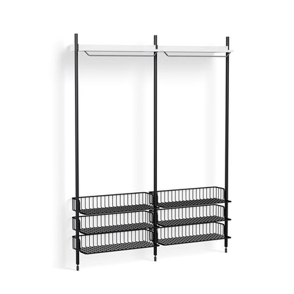 Pier System 1022 by HAY - Black Anodised Aluminium Uprights / PS White with Anthracite Wire Shelf
