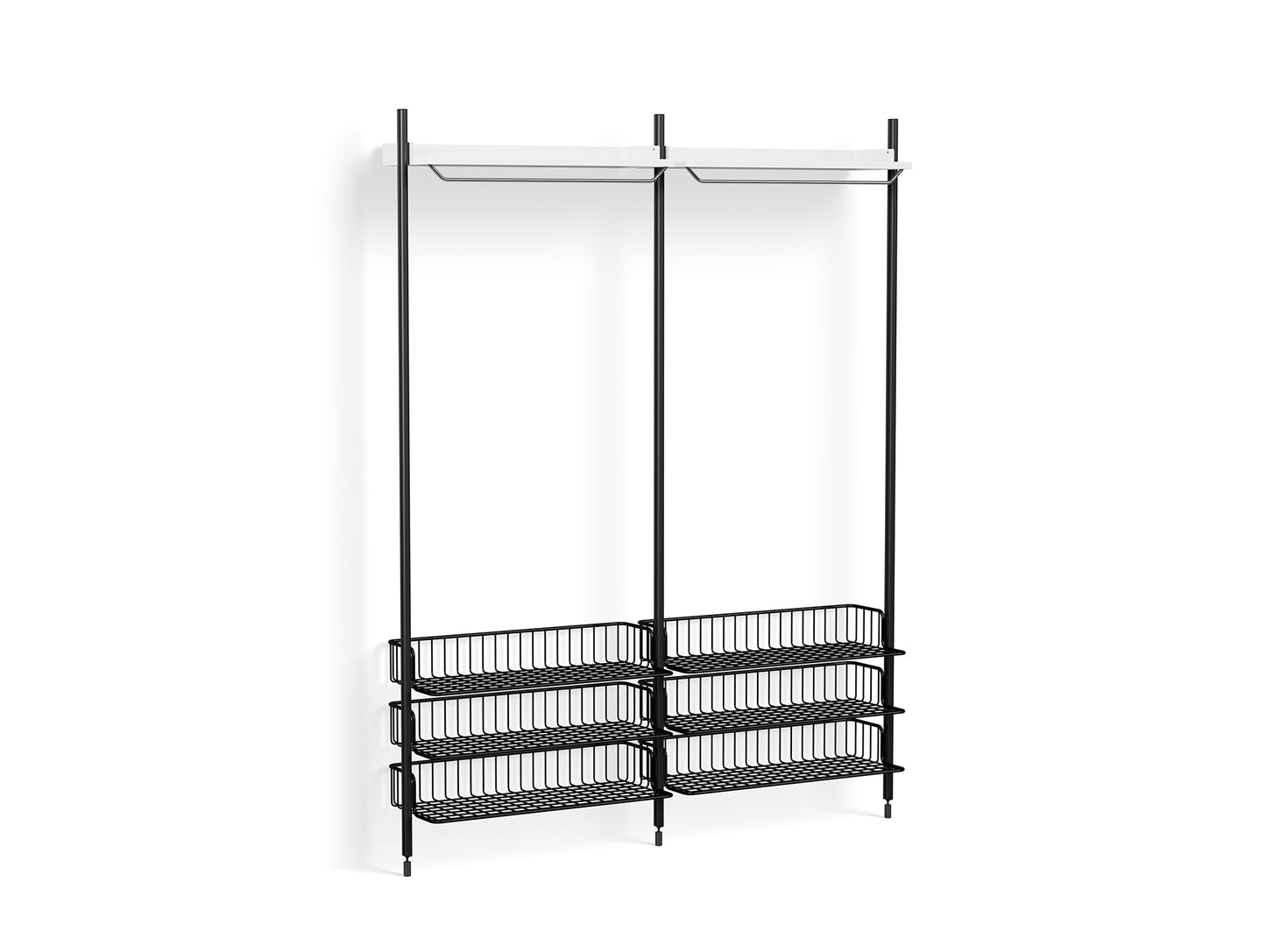 Pier System 1022 by HAY - Black Anodised Aluminium Uprights / PS White with Anthracite Wire Shelf