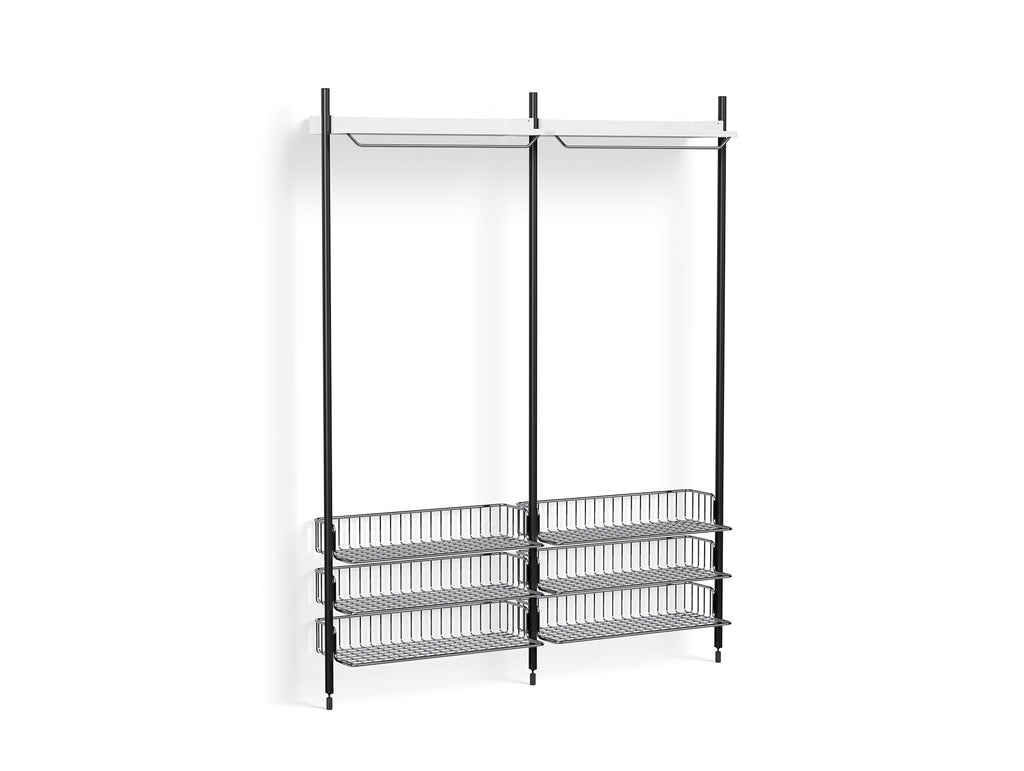Pier System 1022 by HAY - Black Anodised Aluminium Uprights / PS White with Chromed Wire Shelf