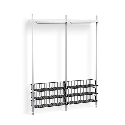 Pier System 1022 by HAY - Clear Anodised Aluminium Uprights / PS White with Anthracite Wire Shelf