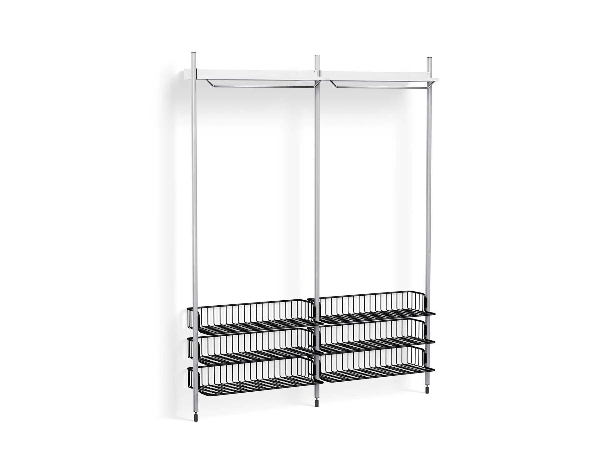 Pier System 1022 by HAY - Clear Anodised Aluminium Uprights / PS White with Anthracite Wire Shelf