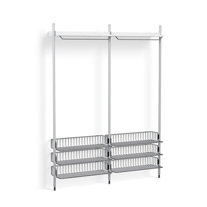 Pier System 1022 by HAY - Clear Anodised Aluminium Uprights / PS white with Chromed Wire Shelf