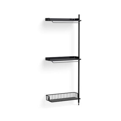 Pier System 1030 Add-ons by HAY - Black Anodised Aluminium Uprights / PS Black with Anthracite Wire Shelf