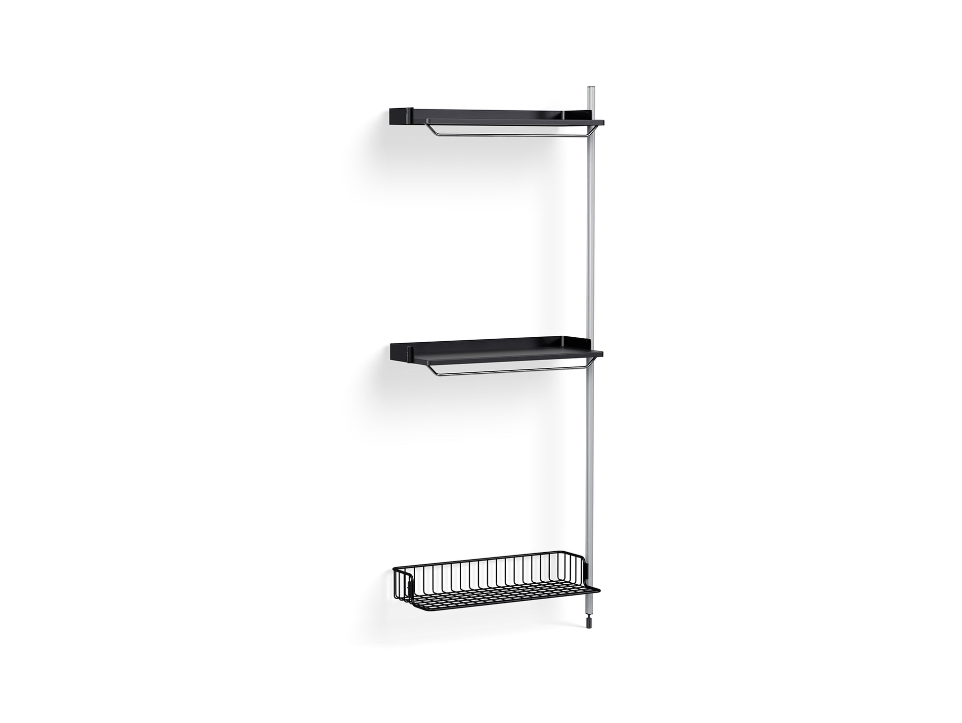 Pier System 1030 Add-ons by HAY - Clear Anodised Aluminium Uprights / PS Black with Anthracite Wire Shelf