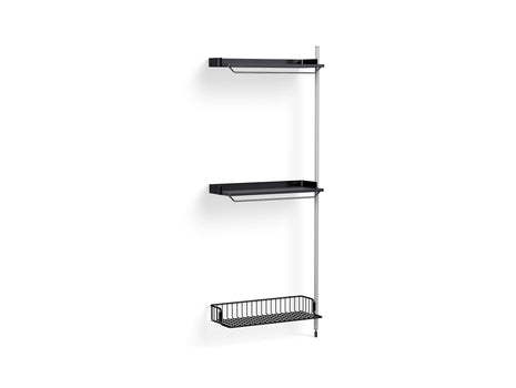 Pier System 1030 Add-ons by HAY - Clear Anodised Aluminium Uprights / PS Black with Anthracite Wire Shelf