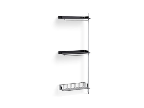 Pier System 1030 Add-ons by HAY - Clear Anodised Aluminium Uprights /PS Black with Chromed Wire Shelf