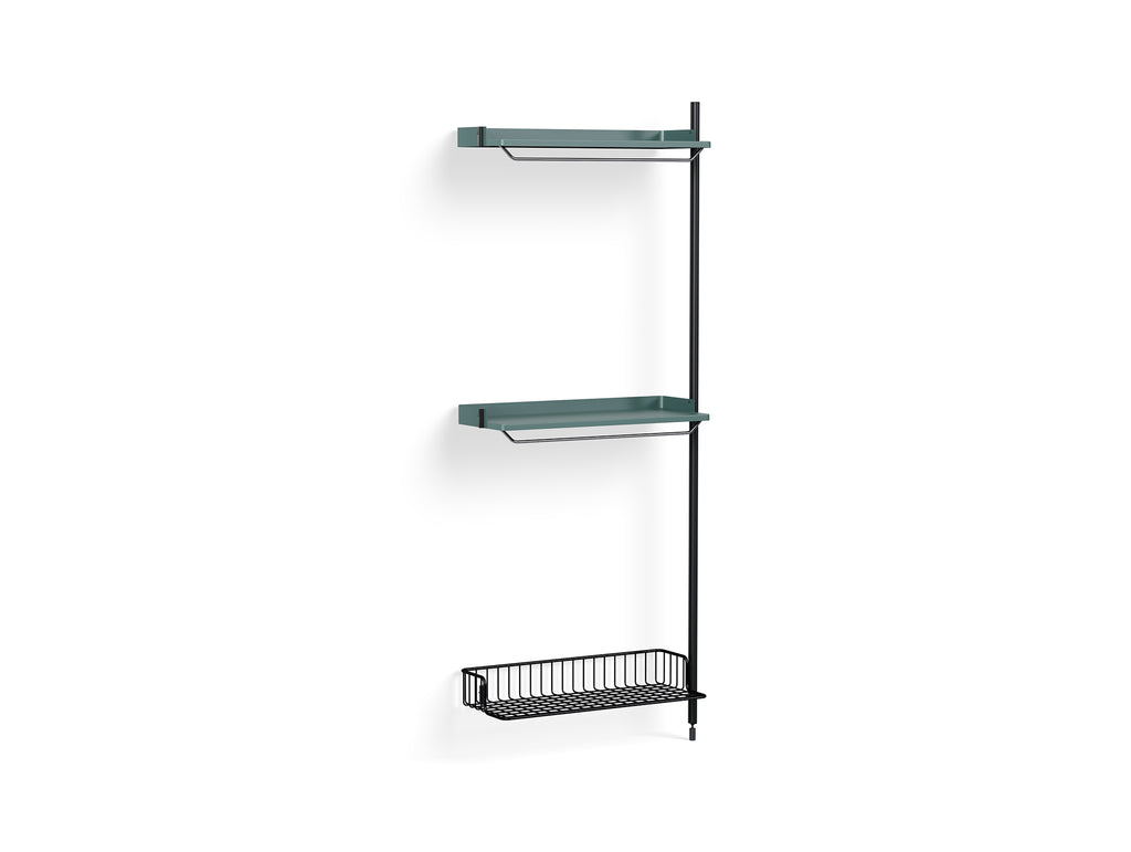 Pier System 1030 Add-ons by HAY - Black Anodised Aluminium Uprights / PS Blue with Anthracite Wire Shelf