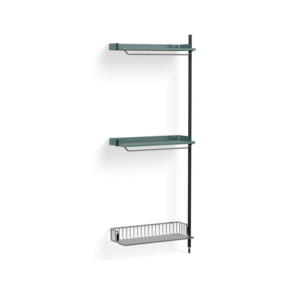 Pier System 1030 Add-ons by HAY - Black Anodised Aluminium Uprights / PS Blue with Chromed Wire Shelf