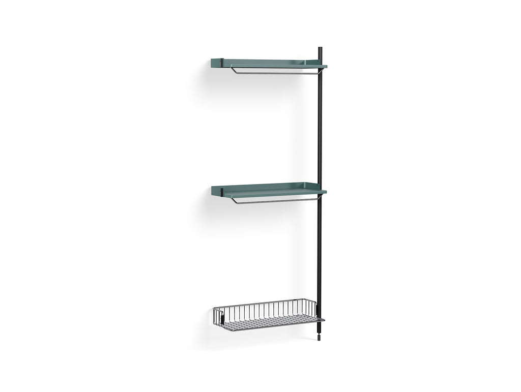 Pier System 1030 Add-ons by HAY - Black Anodised Aluminium Uprights / PS Blue with Chromed Wire Shelf