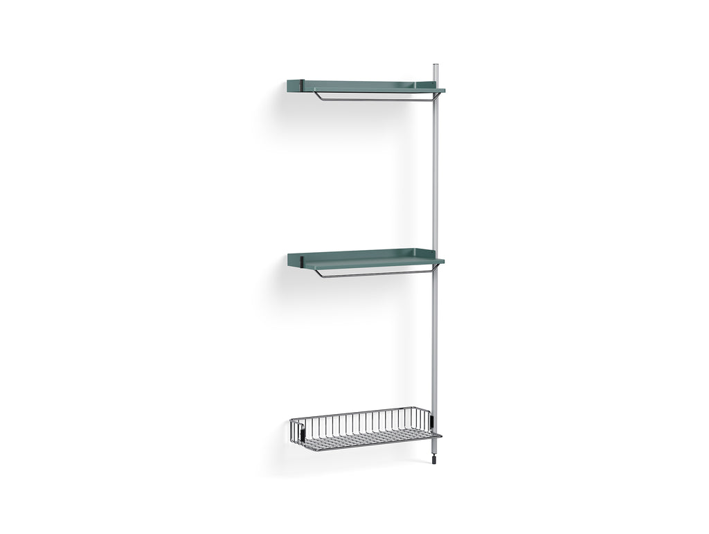 Pier System 1030 Add-ons by HAY - Clear Anodised Aluminium Uprights / PS Blue with Chromed Wire Shelf