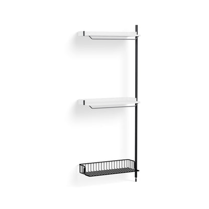 Pier System 1030 Add-ons by HAY - Black Anodised Aluminium Uprights / PS White with Anthracite Wire Shelf