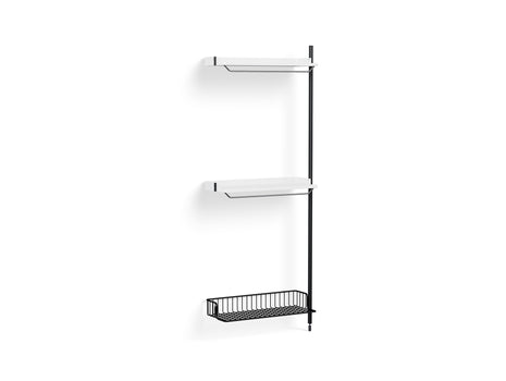 Pier System 1030 Add-ons by HAY - Black Anodised Aluminium Uprights / PS White with Anthracite Wire Shelf