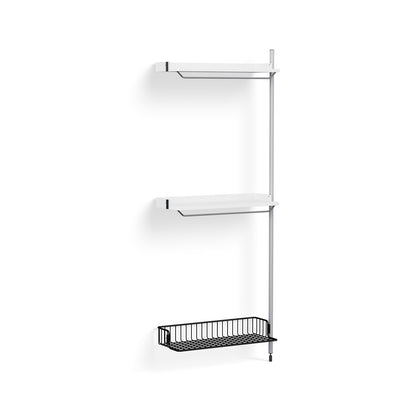 Pier System 1030 Add-ons by HAY - Clear Anodised Aluminium Uprights / PS White with Anthracite Wire Shelf