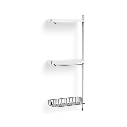 Pier System 1030 Add-ons by HAY - Clear Anodised Aluminium Uprights / PS white with Chromed Wire Shelf