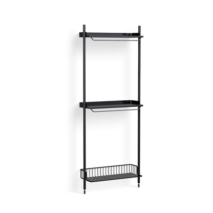 Pier System 1031 by HAY - Black Anodised Aluminium Uprights / PS Black with Anthracite Wire Shelf