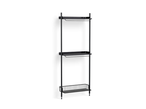Pier System 1031 by HAY - Black Anodised Aluminium Uprights / PS Black with Anthracite Wire Shelf