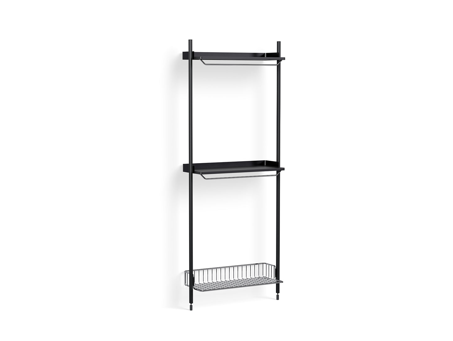 Pier System 1031 by HAY - Black Anodised Aluminium Uprights / PS Black with Chromed Wire Shelf