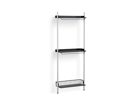 Pier System 1031 by HAY - Clear Anodised Aluminium Uprights / PS Black with Anthracite Wire Shelf