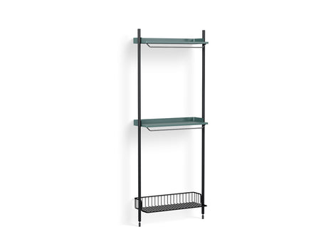 Pier System 1031 by HAY - Black Anodised Aluminium Uprights / PS Blue with Anthracite Wire Shelf