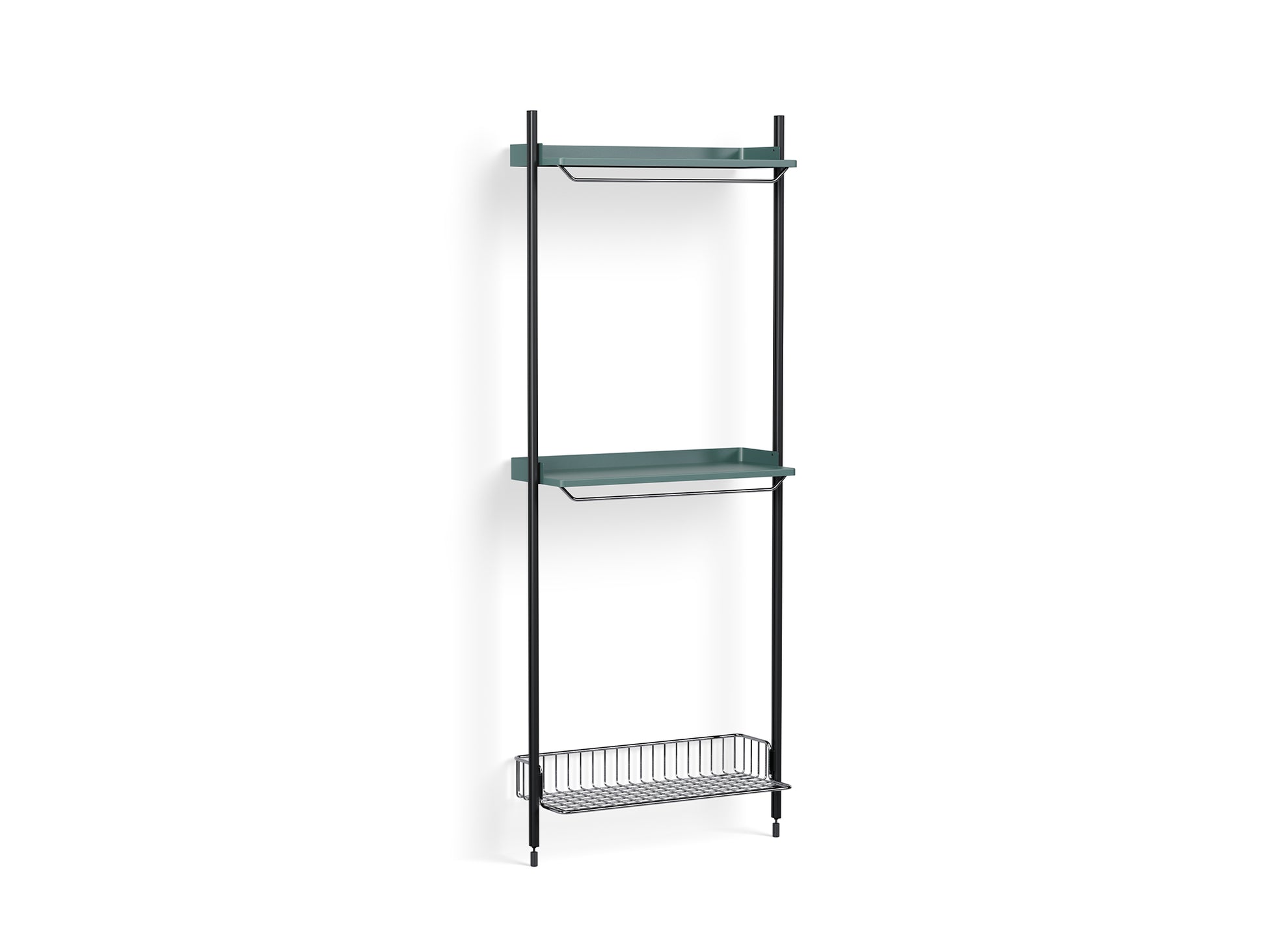 Pier System 1031 by HAY - Black Anodised Aluminium Uprights / PS Blue with Anthracite Wire Shelf