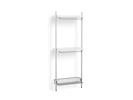 Pier System 1031 by HAY - Clear Anodised Aluminium Uprights / PS white with Chromed Wire Shelf