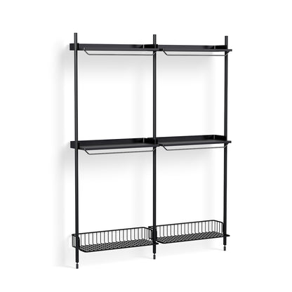 Pier System 1032 by HAY - Black Anodised Aluminium Uprights / PS Black with Anthracite Wire Shelf