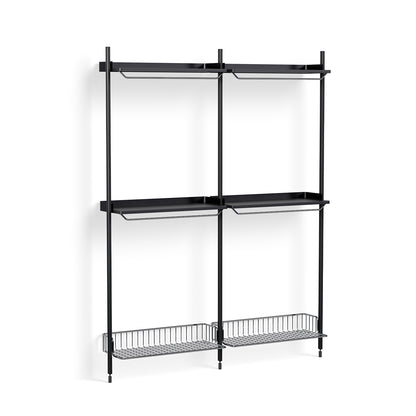 Pier System 1032 by HAY - Black Anodised Aluminium Uprights / PS Black with Chromed Wire Shelf