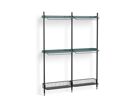 Pier System 1032 by HAY - Black Anodised Aluminium Uprights / PS Blue with Anthracite Wire Shelf