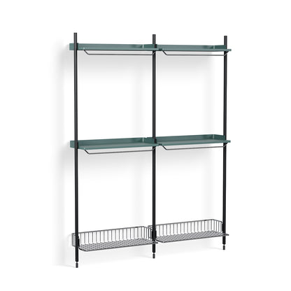 Pier System 1032 by HAY - Black Anodised Aluminium Uprights / PS Blue with Chromed Wire Shelf