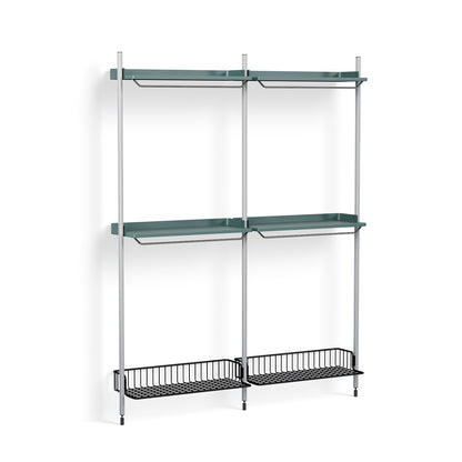 Pier System 1032 by HAY - Clear Anodised Aluminium Uprights / PS Blue with Anthracite Wire Shelf