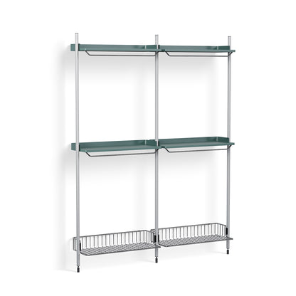 Pier System 1032 by HAY - Clear Anodised Aluminium Uprights / PS Blue with Chromed Wire Shelf