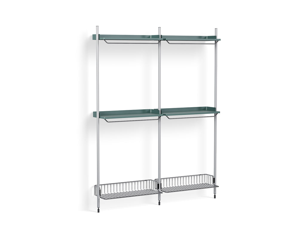 Pier System 1032 by HAY - Clear Anodised Aluminium Uprights / PS Blue with Chromed Wire Shelf