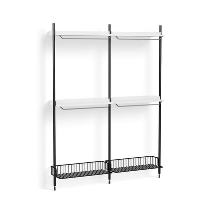 Pier System 1032 by HAY - Black Anodised Aluminium Uprights / PS White with Anthracite Wire Shelf