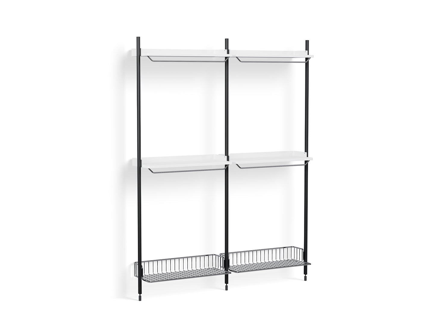Pier System 1032 by HAY - Black Anodised Aluminium Uprights / PS White with Chromed Wire Shelf
