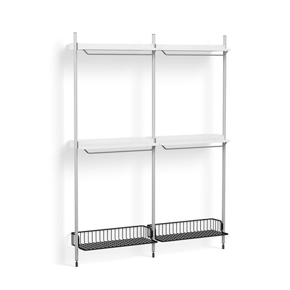 Pier System 1032 by HAY - Clear Anodised Aluminium Uprights / PS White with Anthracite Wire Shelf