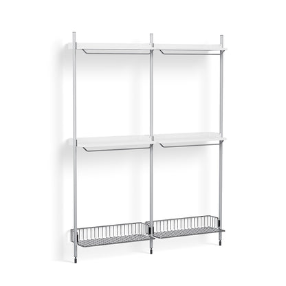 Pier System 1032 by HAY - Clear Anodised Aluminium Uprights / PS white with Chromed Wire Shelf