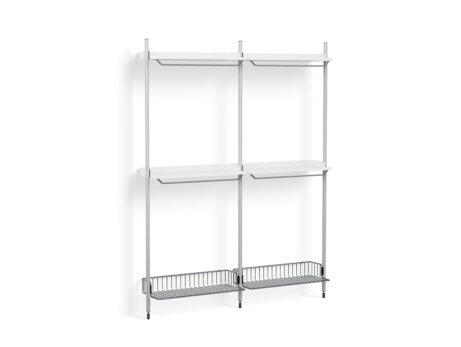 Pier System 1032 by HAY - Clear Anodised Aluminium Uprights / PS white with Chromed Wire Shelf