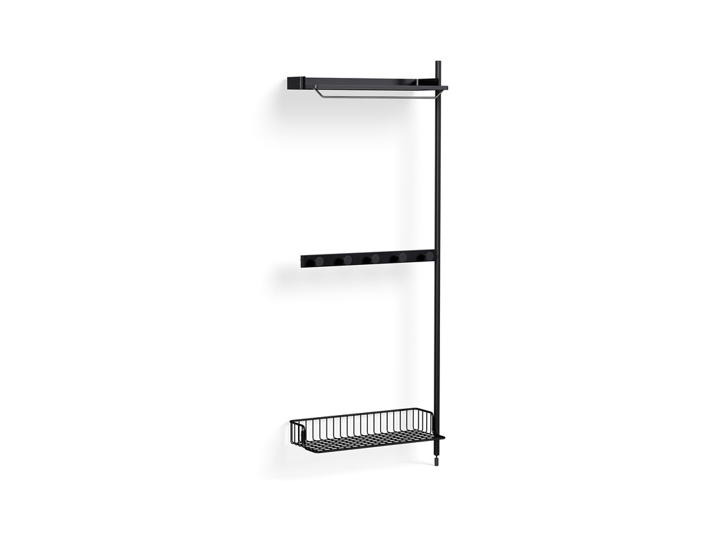 Pier System 1040 Add-ons by HAY - Black Anodised Aluminium Uprights / PS Black with Anthracite Wire Shelf
