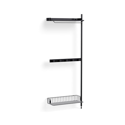 Pier System 1040 Add-ons by HAY - Black Anodised Aluminium Uprights / PS Black with Chromed Wire Shelf