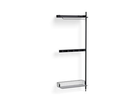 Pier System 1040 Add-ons by HAY - Black Anodised Aluminium Uprights / PS Black with Chromed Wire Shelf