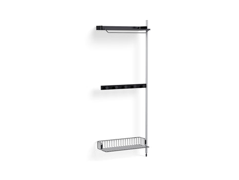 Pier System 1040 Add-ons by HAY - Clear Anodised Aluminium Uprights /PS Black with Chromed Wire Shelf