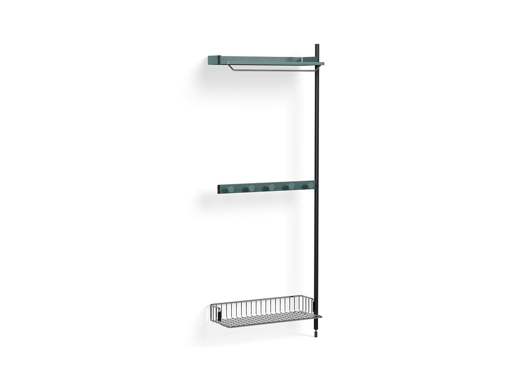 Pier System 1040 Add-ons by HAY - Black Anodised Aluminium Uprights / PS Blue with Chromed Wire Shelf