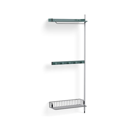 Pier System 1040 Add-ons by HAY - Clear Anodised Aluminium Uprights / PS Blue with Chromed Wire Shelf