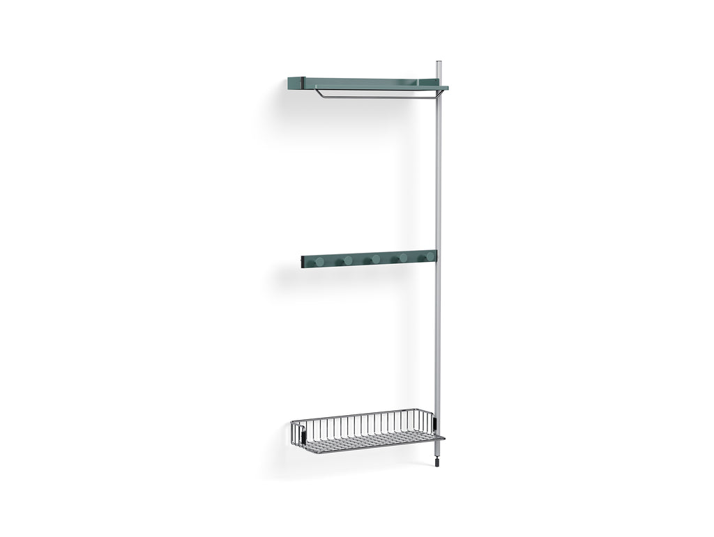 Pier System 1040 Add-ons by HAY - Clear Anodised Aluminium Uprights / PS Blue with Chromed Wire Shelf