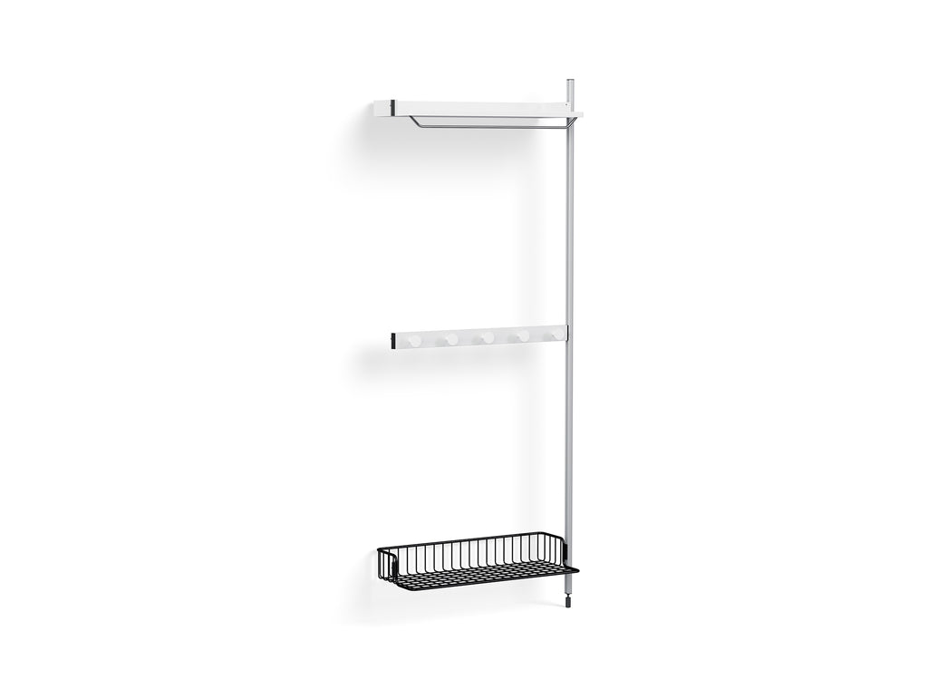 Pier System 1040 Add-ons by HAY - Clear Anodised Aluminium Uprights / PS White with Anthracite Wire Shelf