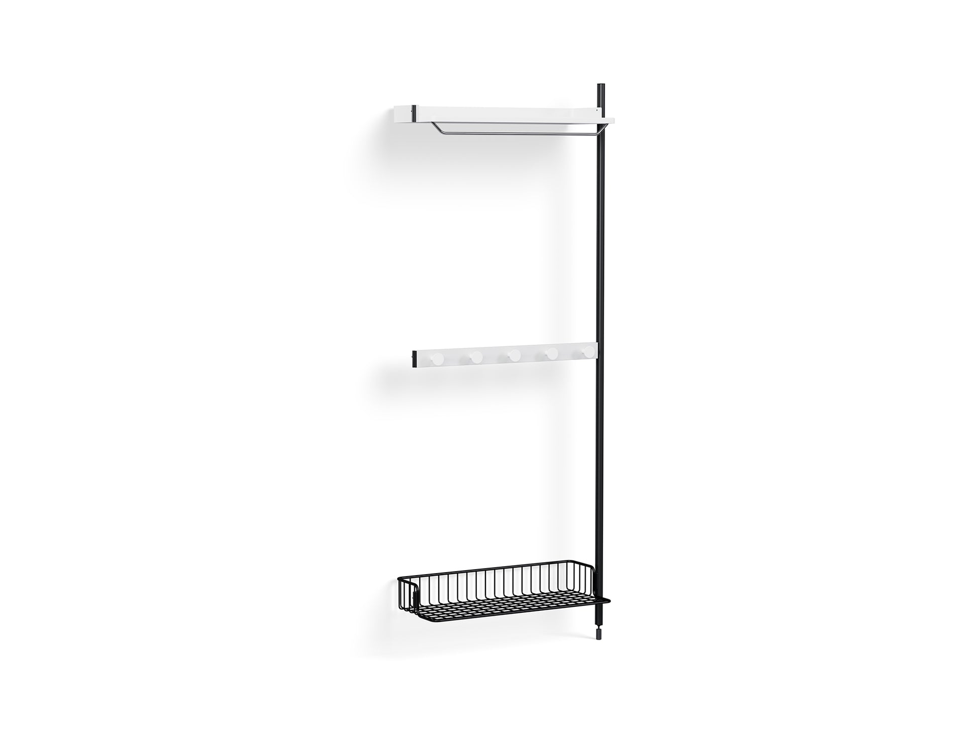 Pier System 1040 Add-ons by HAY - Black Anodised Aluminium Uprights / PS White with Anthracite Wire Shelf